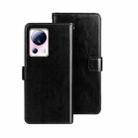 For Xiaomi 13 Lite idewei Crazy Horse Texture Leather Phone Case with Holder(Black) - 1