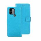 For Xiaomi Poco C51 idewei Crazy Horse Texture Leather Phone Case with Holder(Sky Blue) - 1