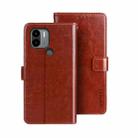 For Xiaomi Poco C51 idewei Crazy Horse Texture Leather Phone Case with Holder(Brown) - 1