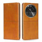 For OPPO Find X6 5G Cow Texture Magnetic Horizontal Flip Leather Phone Case(Light Brown) - 1