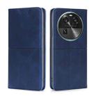 For OPPO Find X6 5G Cow Texture Magnetic Horizontal Flip Leather Phone Case(Blue) - 1