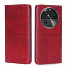 For OPPO Find X6 5G Cow Texture Magnetic Horizontal Flip Leather Phone Case(Red) - 1