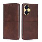 For Realme C55 4G Cow Texture Magnetic Horizontal Flip Leather Phone Case(Dark Brown) - 1