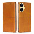 For Realme C55 4G Cow Texture Magnetic Horizontal Flip Leather Phone Case(Light Brown) - 1