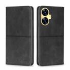 For Realme C55 4G Cow Texture Magnetic Horizontal Flip Leather Phone Case(Black) - 1