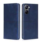 For Realme V30 5G / V30t Cow Texture Magnetic Horizontal Flip Leather Phone Case(Blue) - 1