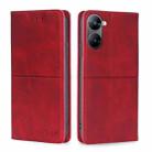 For Realme V30 5G / V30t Cow Texture Magnetic Horizontal Flip Leather Phone Case(Red) - 1
