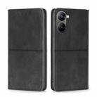 For Realme V30 5G / V30t Cow Texture Magnetic Horizontal Flip Leather Phone Case(Black) - 1