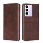 For vivo S16e / V27e Cow Texture Magnetic Horizontal Flip Leather Phone Case(Dark Brown) - 1