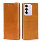 For vivo S16e / V27e Cow Texture Magnetic Horizontal Flip Leather Phone Case(Light Brown) - 1