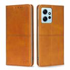 For Xiaomi Redmi Note 12 4G Global Cow Texture Magnetic Horizontal Flip Leather Phone Case(Light Brown) - 1