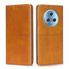 For Honor Magic5 Cow Texture Magnetic Horizontal Flip Leather Phone Case(Light Brown) - 1