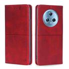 For Honor Magic5 Cow Texture Magnetic Horizontal Flip Leather Phone Case(Red) - 1