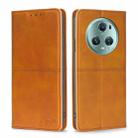 For Honor Magic5 Pro Cow Texture Magnetic Horizontal Flip Leather Phone Case(Light Brown) - 1