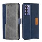 For Tecno Camon 18 / 18P Contrast Color Side Buckle Leather Phone Case(Blue + Grey) - 1