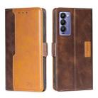 For Tecno Camon 18 / 18P Contrast Color Side Buckle Leather Phone Case(Dark Brown + Gold) - 1