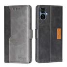 For Tecno Camon 19 Neo Contrast Color Side Buckle Leather Phone Case(Black + Grey) - 1