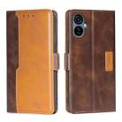 For Tecno Camon 19 Neo Contrast Color Side Buckle Leather Phone Case(Dark Brown + Gold) - 1