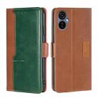 For Tecno Camon 19 Neo Contrast Color Side Buckle Leather Phone Case(Light Brown + Green) - 1