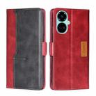 For Tecno Camon 19 / 19 Pro Contrast Color Side Buckle Leather Phone Case(Red + Black) - 1