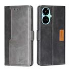 For Tecno Camon 19 / 19 Pro Contrast Color Side Buckle Leather Phone Case(Black + Grey) - 1