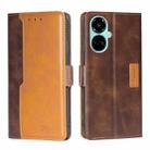 For Tecno Camon 19 / 19 Pro Contrast Color Side Buckle Leather Phone Case(Dark Brown + Gold) - 1