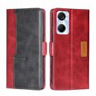 For Tecno Pop 6 Pro Contrast Color Side Buckle Leather Phone Case(Red + Black) - 1