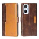 For Tecno Pop 6 Pro Contrast Color Side Buckle Leather Phone Case(Dark Brown + Gold) - 1