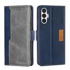 For Tecno Pova 3 Contrast Color Side Buckle Leather Phone Case(Blue + Grey) - 1