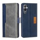 For Tecno Pova 4 Contrast Color Side Buckle Leather Phone Case(Blue + Grey) - 1