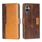 For Tecno Pova 4 Contrast Color Side Buckle Leather Phone Case(Dark Brown + Gold) - 1