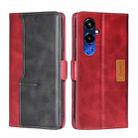For Tecno Pova 4 Pro Contrast Color Side Buckle Leather Phone Case(Red + Black) - 1