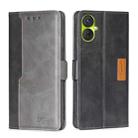 For Tecno Spark 9 Pro Contrast Color Side Buckle Leather Phone Case(Black + Grey) - 1