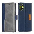 For Tecno Spark 9 Pro Contrast Color Side Buckle Leather Phone Case(Blue + Grey) - 1