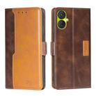 For Tecno Spark 9 Pro Contrast Color Side Buckle Leather Phone Case(Dark Brown + Gold) - 1