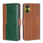 For Tecno Spark 9 Pro Contrast Color Side Buckle Leather Phone Case(Light Brown + Green) - 1