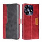 For Tecno Spark 10 Pro Contrast Color Side Buckle Leather Phone Case(Red + Black) - 1