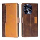 For Tecno Spark 10 Pro Contrast Color Side Buckle Leather Phone Case(Dark Brown + Gold) - 1