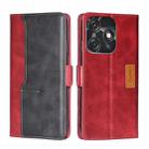 For Tecno Spark 10C Contrast Color Side Buckle Leather Phone Case(Red + Black) - 1