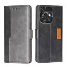 For Tecno Spark 10C Contrast Color Side Buckle Leather Phone Case(Black + Grey) - 1