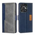 For Tecno Spark 10C Contrast Color Side Buckle Leather Phone Case(Blue + Grey) - 1