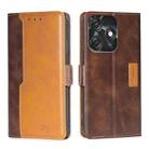 For Tecno Spark 10C Contrast Color Side Buckle Leather Phone Case(Dark Brown + Gold) - 1