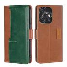 For Tecno Spark 10C Contrast Color Side Buckle Leather Phone Case(Light Brown + Green) - 1