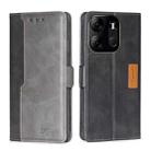 For Tecno Spark Go 2023 Contrast Color Side Buckle Leather Phone Case(Black + Grey) - 1