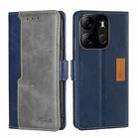 For Tecno Spark Go 2023 Contrast Color Side Buckle Leather Phone Case(Blue + Grey) - 1