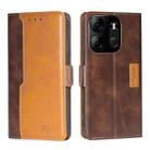 For Tecno Spark Go 2023 Contrast Color Side Buckle Leather Phone Case(Dark Brown + Gold) - 1