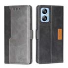 For Blackview A52 Contrast Color Side Buckle Leather Phone Case(Black + Grey) - 1