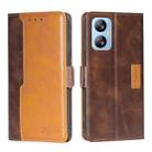 For Blackview A52 Contrast Color Side Buckle Leather Phone Case(Dark Brown + Gold) - 1