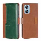 For Blackview A52 Contrast Color Side Buckle Leather Phone Case(Light Brown + Green) - 1