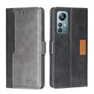 For Blackview A85 Contrast Color Side Buckle Leather Phone Case(Black + Grey) - 1